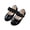 Black, variant on Girls Sandals - Big girl and Toddler Girl Sandals with Durable Leather and Glitter Straps, Summer Dress Shoes for Girls Kid's Sandals,Black,Size 7.5