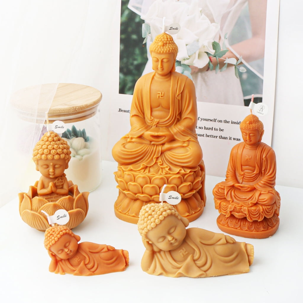 Geemin 3D Meditation Silicone Mold Bodhisattva Statue Scented Candle Making Plaster Mould Concrete Casting Molds Decoration