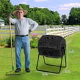 thumbnail image 6 of edx 43 Gal Dual Chamber Compost Bin with Tumbling Design & Sliding Doors, Outdoor Garden Waste Recycling Tumbler for Organic Composting,Black, 6 of 7