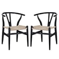 thumbnail image 1 of Fauteuil de Salle à Manger LexMod Amish, Noir, Lot de 2, 1 of 4