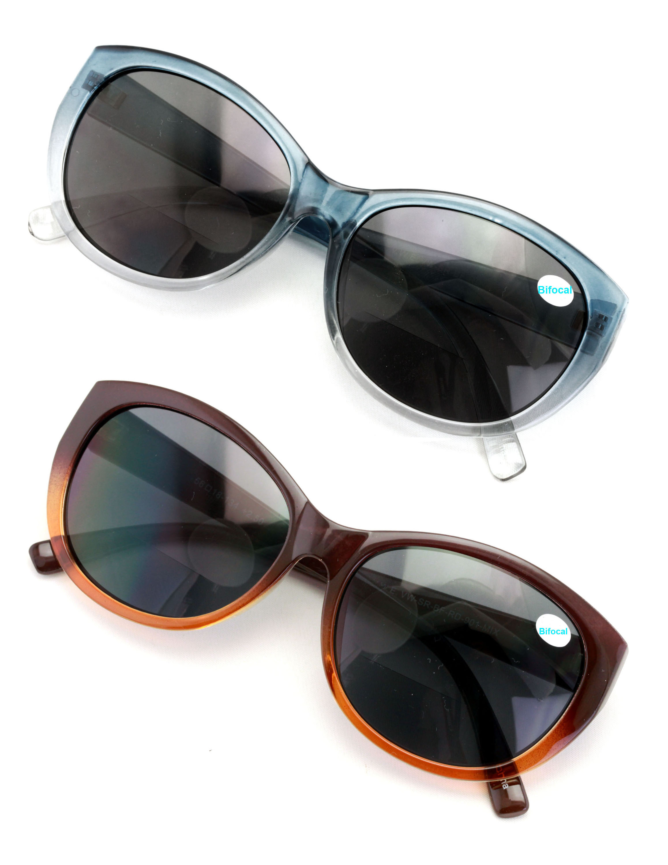 ProSPORT Retro Blue Mirror Bifocal Reading Sunglasses - 2 Pairs, Horn Rimmed Style, Unisex