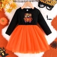 thumbnail image 2 of MUXiin Girls Halloween Dress,Toddler Girls Long Sleeve Halloween Pumpkin Print Dress Party Outfit for for 12-18 Months, 2 of 6