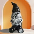 thumbnail image 3 of nvzhuang Halloween Resin Gnome Standing Gothic Black Skull Face Doll Table Decor Shelf Figurines for Home, 3 of 7