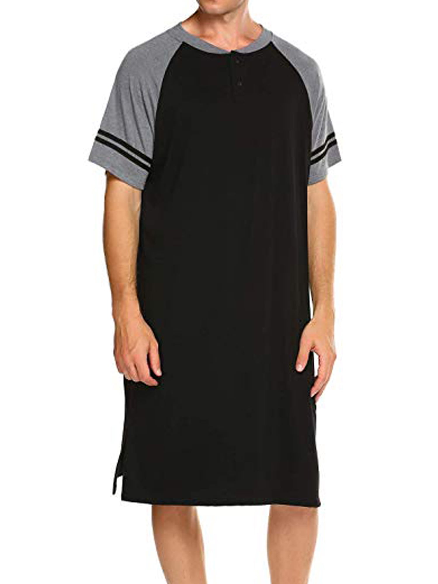 LELINTA Men's Big and Tall Sleepwear Cotton Robes Sleep Shirt Men Crew