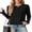 02-Black, variant on JWD Womens Cardigan Sweater Long Sleeve Crew Neck Button Front Knit Ruffle Trim Casual Lightweight Tops Butter Yellow L