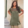 thumbnail image 3 of Roaman's Women's Plus Size Lace Yoke Pleated Tunic, 3 of 3