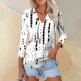 thumbnail image 1 of Fiudx Ofertas Flash Del Día Solo En Línea Blusa Informal de Manga 3/4 con Botones y Estampado de Cuello para Mujer, 1 of 5
