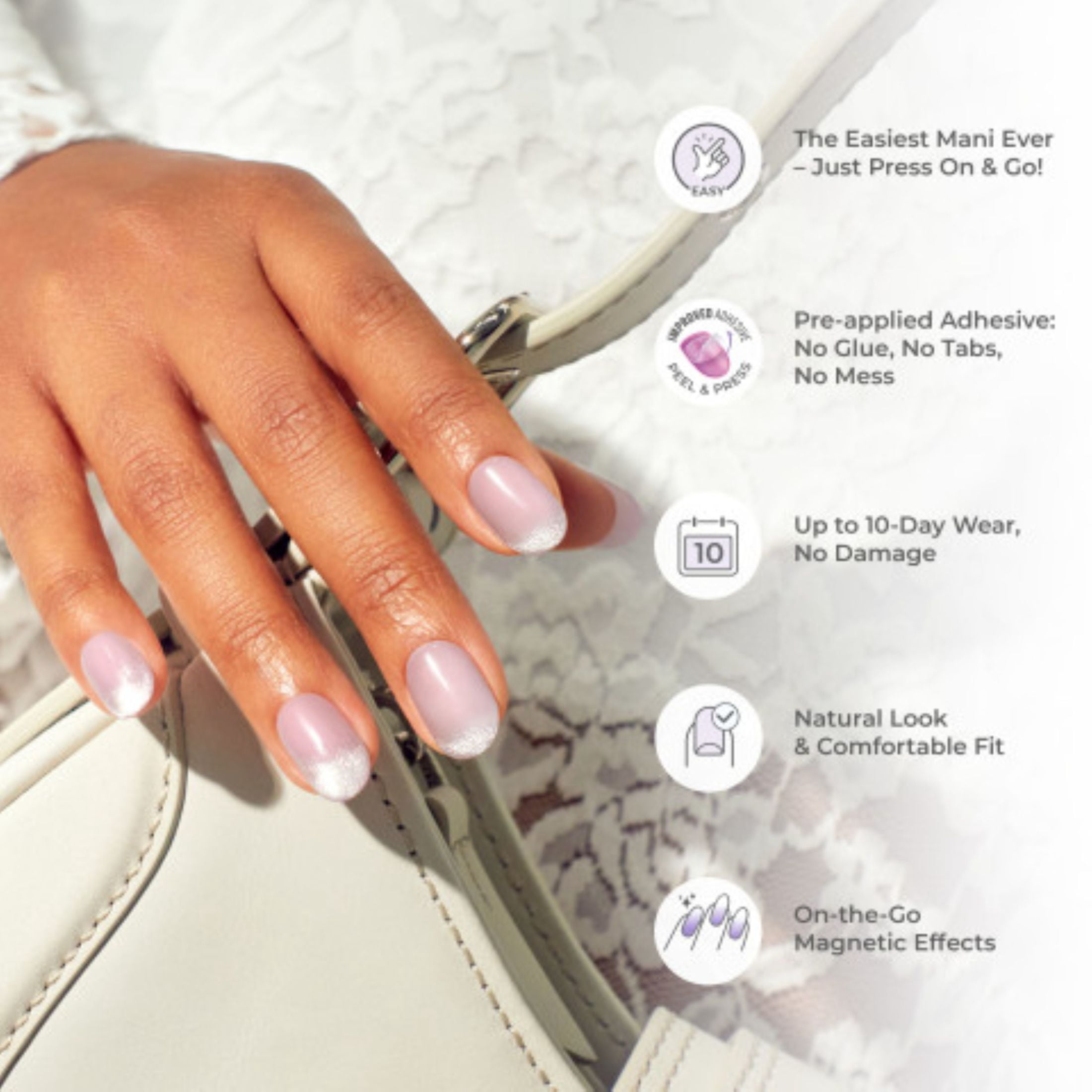 imPRESS Valentine's Day Press On Nails, Short Squoval, Pink, 30