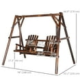 thumbnail image 3 of Outsunny Wooden 2-Seat  A-Frame Porch Swing Rustic Patio Bench Outdoor Furniture  w/ Table, 3 of 10
