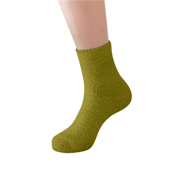 Clearance Sale Ukumplol Ankle Socks for Women Crew Socks for Women Fuzzy Cozy Slipper Socks Warm Soft Winter Plush Home Sleeping Socks Heated Socks Army Green One Size