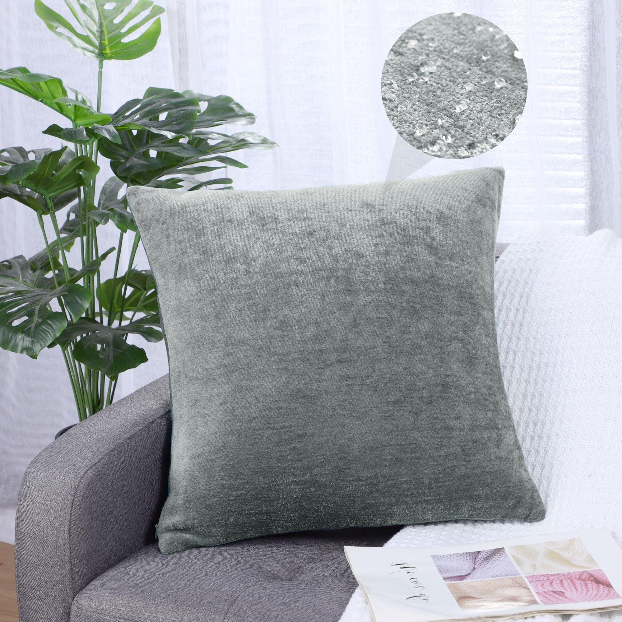 Unique Bargains Soft Water Repellent Throw Pillow Covers Light Gray 16"x16"