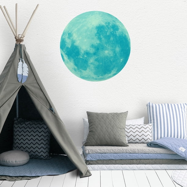 Decoración de pared, pegatina luminosa con forma de luna luminosa de 30cm, pegatina de pared brillante, Ultra sensible