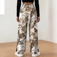 thumbnail image 6 of zaveiop Women's Y2K Camo Maple Leaf Print Sweatpants Baggy Hip Pop Elastic Waist Long Pants Streetwear (Beige, XL), 6 of 9