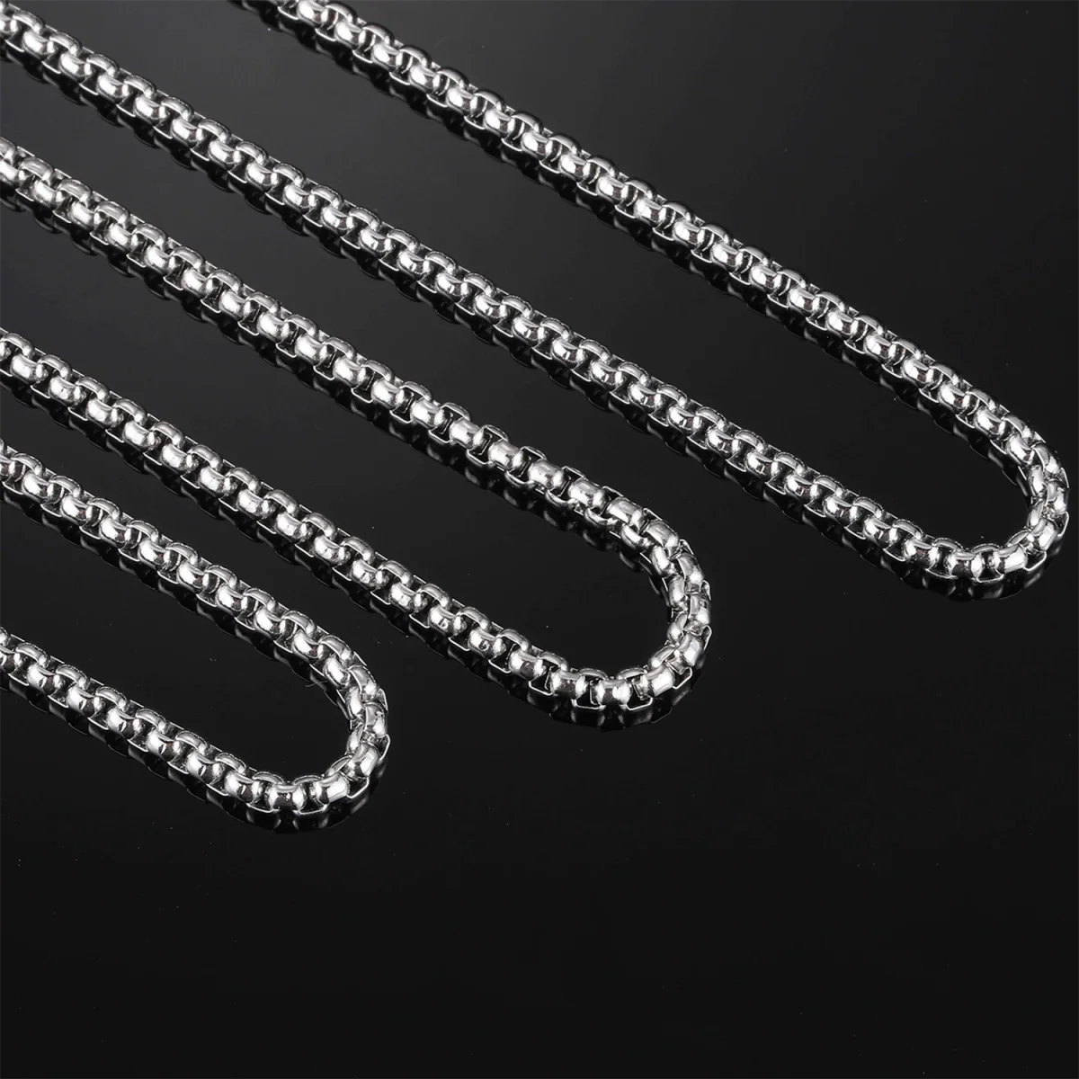 Men's Stainless Steel Rolo Link Chain Necklace - Silver Tone, 6mm Or 10mm, 18-36 Inches