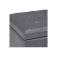 thumbnail image 4 of SIMPLIHOME Cosmopolitan 34 inch Wide Rectangle Lift Top Storage Ottoman in Upholstered Stone Grey Tufted Faux Leather, Footrest Stool, Coffee Table for the Living Room, Bedroom and Kids Room, 4 of 8
