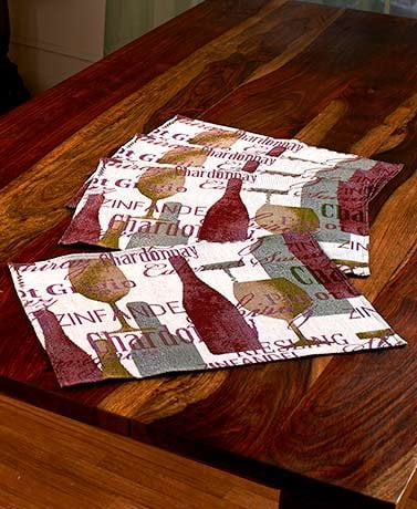 Set Of 4 Wine Tapestry Placemats 