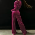 thumbnail image 4 of Elainilye Fashion Women Two Piece Outfits Gold Velvet Sports Suit Long Sleeve Hooded Sweatshirt and Sweatpants Casual Sweatsuit Set,Pink, 4 of 7