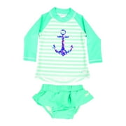 Baby Banz Long Sleeved Two-Piece Girls Swimsuit - Anchor (Size 00)
