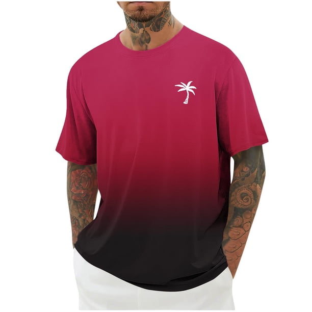 Camisas de Manga Larga para Hombres Imprimir Casual Cuello Redondo Blusa de Manga Corta, Camisas de Lino para Hombres