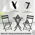 thumbnail image 6 of 3-Piece Patio Bistro Set with Round Table & 2 Folding Chairs, Compact Outdoor Patio Set with Weather-Resistant Steel Frame for Balcony, Garden, Porch – Space-Saving Design, 6 of 9