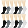 thumbnail image 2 of 12-Pack Assorted Colors Women's Ankle Socks Size 9-11 Black Grey White, 2 of 2