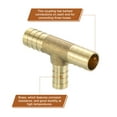 thumbnail image 4 of 2pack Brass Tee Barb Fittings, 3-Ways Tee 1/2 " x 3/8" x 1/2" Barbed, with 6pack Hose Clamps, 4 of 7