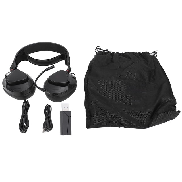 Auriculares para Juegos con Cable Receptor 2.4 G Bluetooth 4 Modos Diadema Ajustable Giratorios Ligeros Inalámbricos Negro y Rojo Nikou