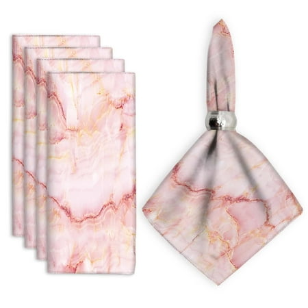 

Napkins Pink Marble Pattern Cloth Napkins Set of 4 Dinner Napkin Washable Reusable Ultra Soft Peach-