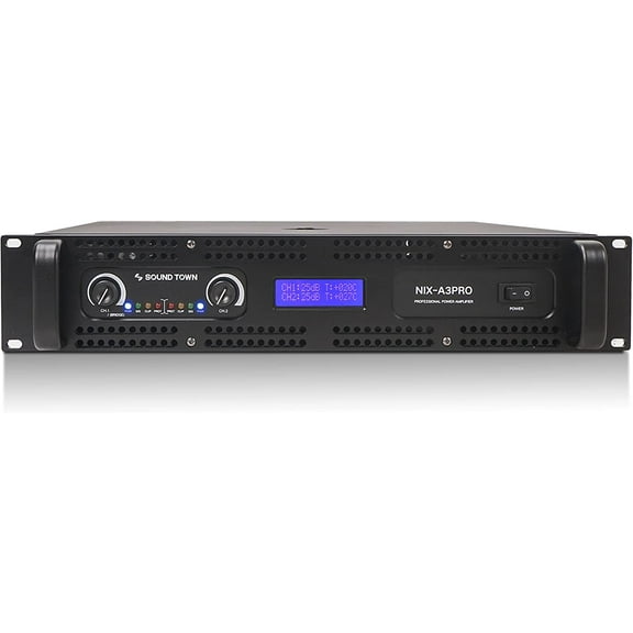 Sound Town 2-Channel 1100W Rack Mountable Professional Power Amplifier with Low Pass Filter, LCD Display (NIX-A3PRO)