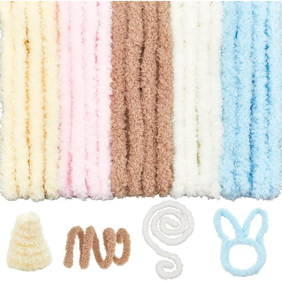 10Pcs 5 Colors DIY Plush Sticks Chenille Stems Pipe Cleaners Craft Material Mixed Color 1000x15mm 2pcs/color
