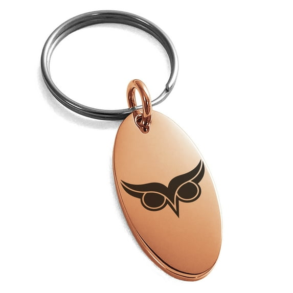 Stainless Steel Athena Greek Goddess of Wisdom Engraved Small Oval Charm Keychain Keyring