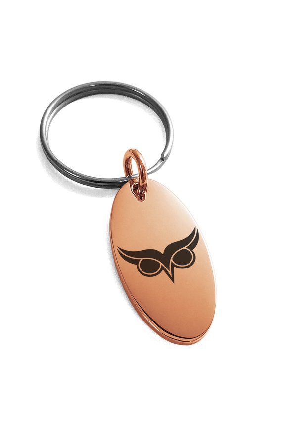 Stainless Steel Athena Greek Goddess of Wisdom Engraved Small Oval Charm Keychain Keyring