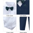 thumbnail image 4 of ZOEREA Baby Boy Clothes Toddler Boy Outfits 4PCS Gentleman Dress Romper/Vest/Pants/Bow Tie Cotton Suit Sets, 4 of 5