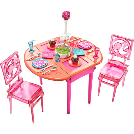 Barbie Basic Furniture Dinner to Dessert Dining Room Play Set - Walmart.com