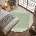 thumbnail image 3 of Light Green Geometric 3ft Round Rug, White Greek Key Design Burlap Modern Art Non-Skid Rubber Backing Large Area Rugs - Living Room Bedroom Home Office, Indoor Floor Mat Carpets Washable Rug, 3 of 9