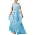 thumbnail image 5 of ZQUUVOU Girl's Satin Formal Dress Sleeveless Round Neck Elegant Dresses Low Long Maxi Dresses for Wedding Birthday Party Light Blue, 5 of 5