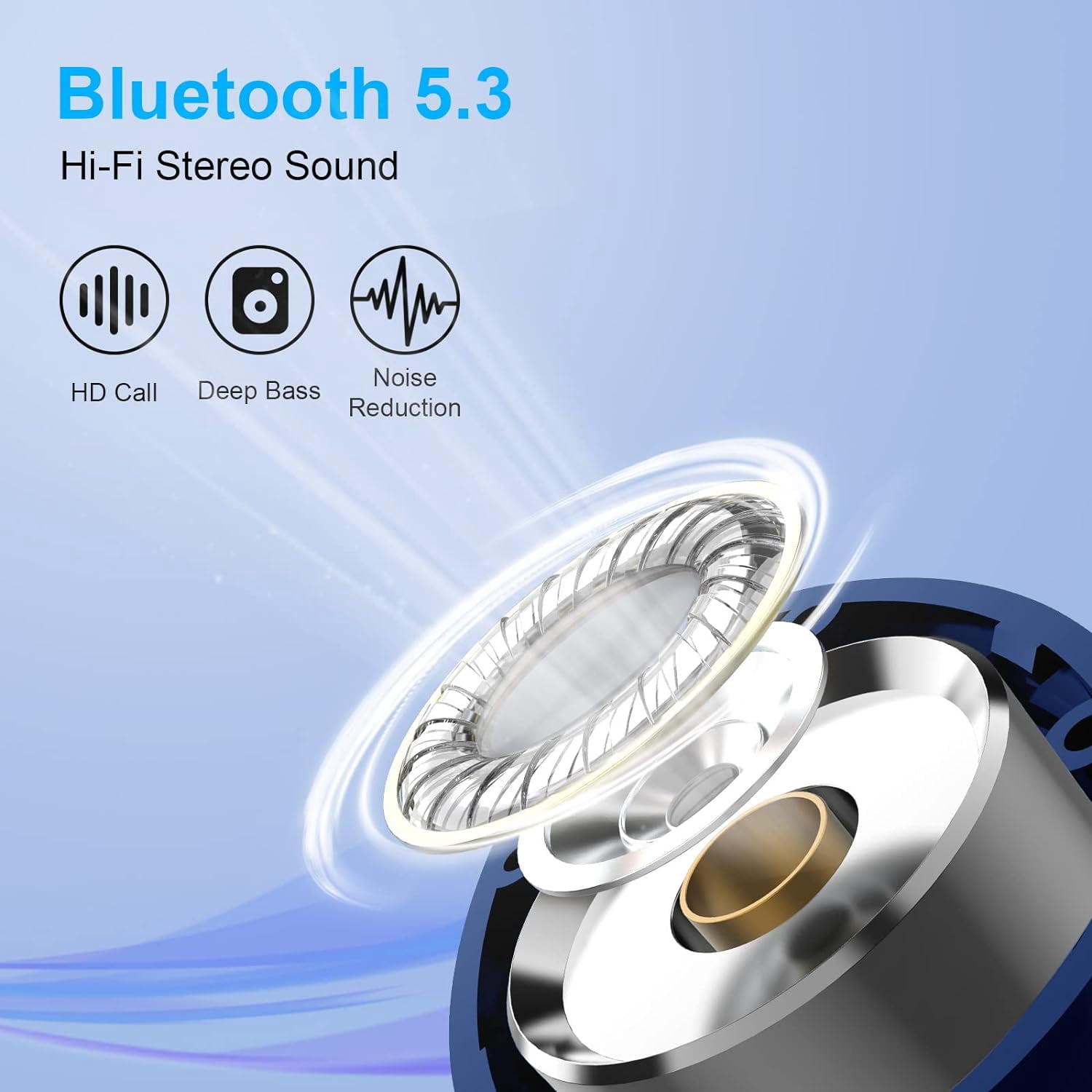 Donerton Wireless Earbuds, Bluetooth 5.3 Headphones Sport Wireless Earphones in Ear Noise Cancelling Earbuds with Mic Deep Bass Sports Earhooks IP7 Waterproof Headset