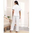 thumbnail image 3 of Ekouaer Silk Pajamas for Women Satin Short Sleeve Pajamas Set with Ruffle 2 Pieces Button Down Tops and Pants, 3 of 6