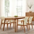 thumbnail image 5 of LSSBOUGHT Walnut Upholstered Dining Chairs Solid Wood Arm Chair Set of 2 - Black Faux Leather-2-Piece, 5 of 5