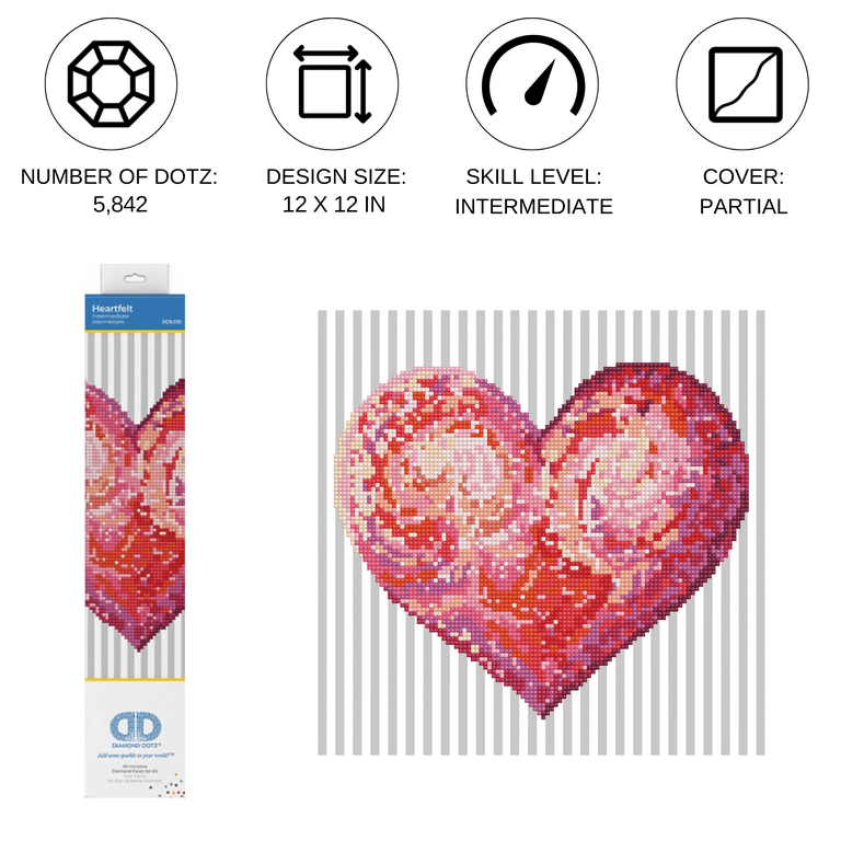 DIAMOND DOTZ® Heartfelt Hearts Diamond Painting Kit - 12