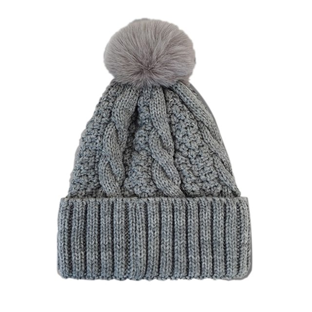 Women's Autumn Winter Solid Color Thickened Warm Dough Thick Thread Knitting Hat with Wool