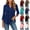 Blue, variant on Modest Shirts for Women 3/4 Sleeve Button Down V Neck Shirts Business Casual Summer Ladies Blouses Tees