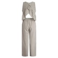 thumbnail image 6 of vigerkar Womens 2 Outfits Sets Gingham Plaid Sleeveless Ruffle Tank Tops Wide Leg Pants Summer Matching Lounge Sets (Coffee, XXL), 6 of 9
