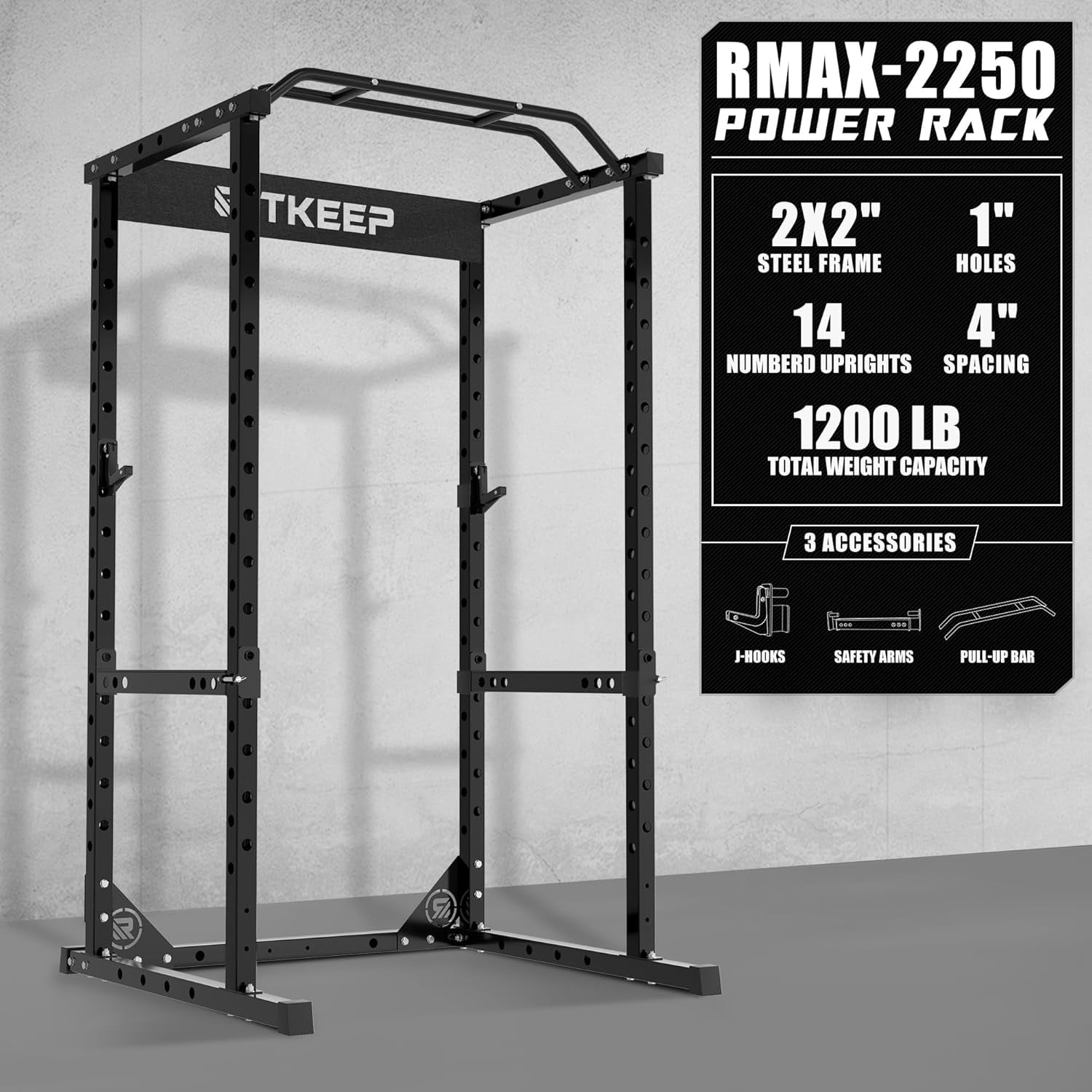 RitKeep Fitness Multi-Function Power Cage with Adjustable Bench for Strength Training