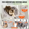 thumbnail image 3 of KFFKFF Indoor Cat Climbing Frame, 68.5" Multi-Level Playhouse with Dual Kitty Condos, Sisal Posts, Hammocks, Elevated Lookouts, Activity Platforms, Ramp, and Play Balls, Light Grey, 3 of 9