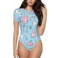 thumbnail image 1 of Kdxio Justaucorps à Manches Courtes pour Femmes, Col Rond, Modal, Doux, Confortable, Aguichant, Grande Taille, 1 of 7