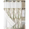 thumbnail image 3 of No Hook Shower Curtain with Snap-in Liner, Green Pink Weeping Eucalyptus Waterproof Fabric Bathroom Curtains, Spring Summer Farmhouse Leaves Bath Curtains & Mesh Top Window Stall 48"x72", 3 of 9