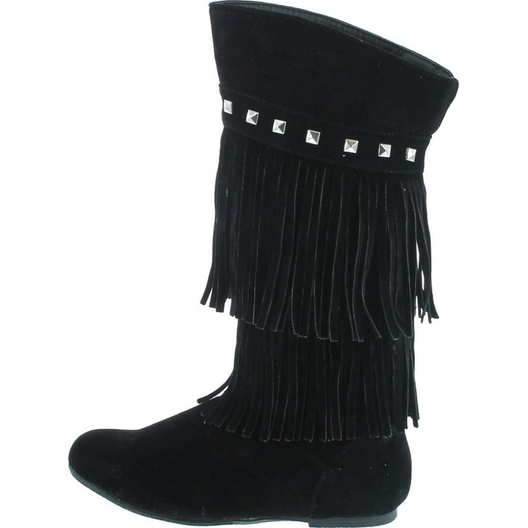 2 layer top fringe boots