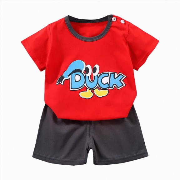 YDFCWX Boy Summer Outfits Toddler Baby Boy Summer Clothes Letter T Shirt Pockets Shorts Set 2 Piece Outfit Red,3-4 Years