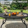 thumbnail image 6 of DELMANGO 55" Outdoor Dining Table for 6-8, Metal Round Patio Dining Table with Adjustable Umbrella Hole for Garden, Backyard and Porch, Black, 6 of 6
